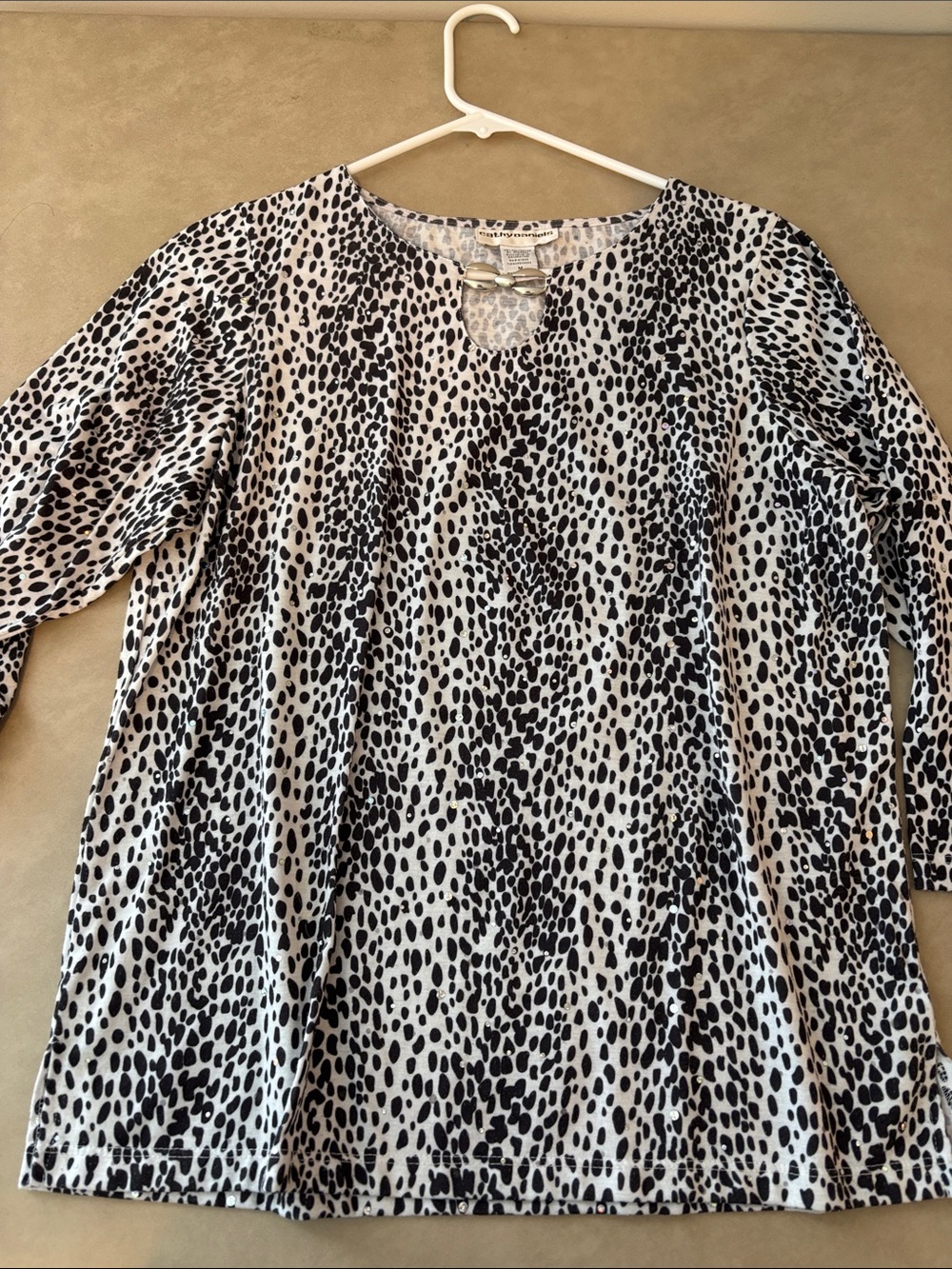 Cathy Daniels Black & White Animal Print Long Sleeve Tunic